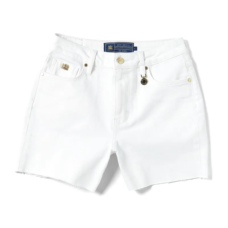 Holland Cooper High Rise Denim Shorts - Optic White